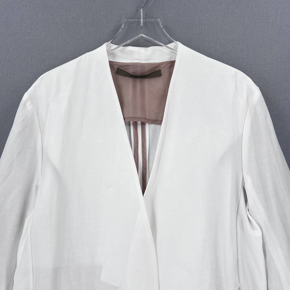 ENZA COSTA Twill Belted Jacket Womens Small Off White Linen Blazer Wrap NEW - Picture 8 of 16
